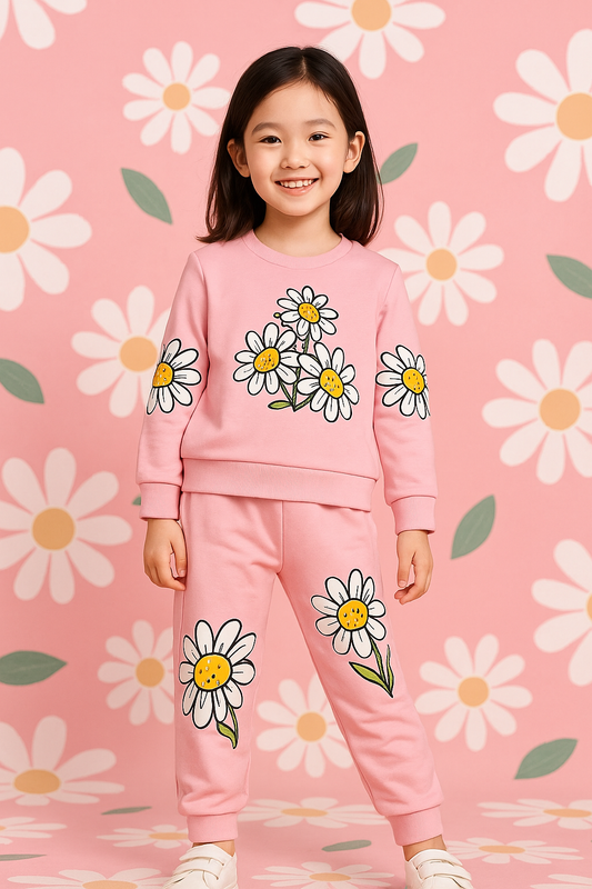 Floral Girls Track Suit Flecce