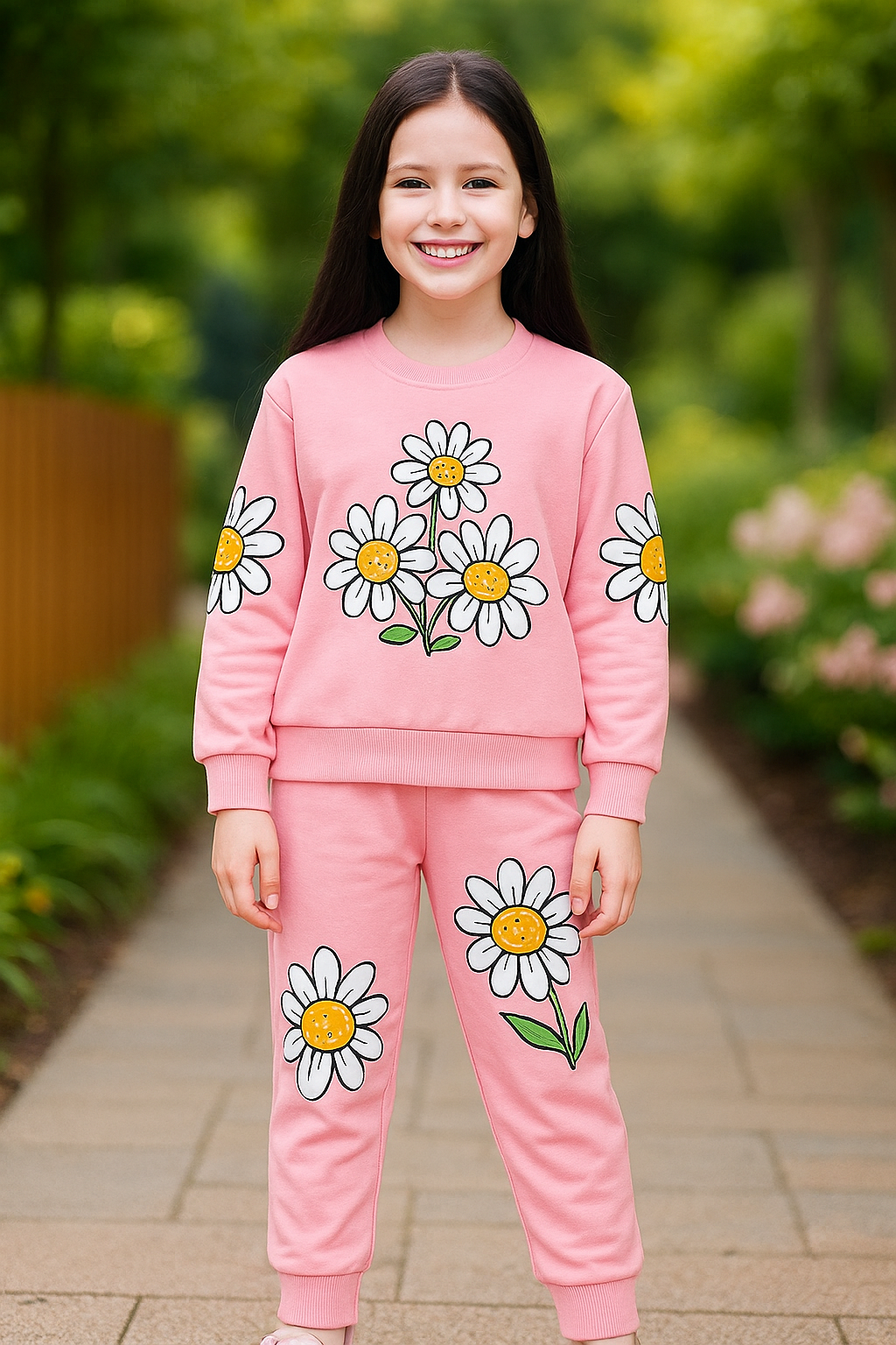 Floral Girls Track Suit Flecce