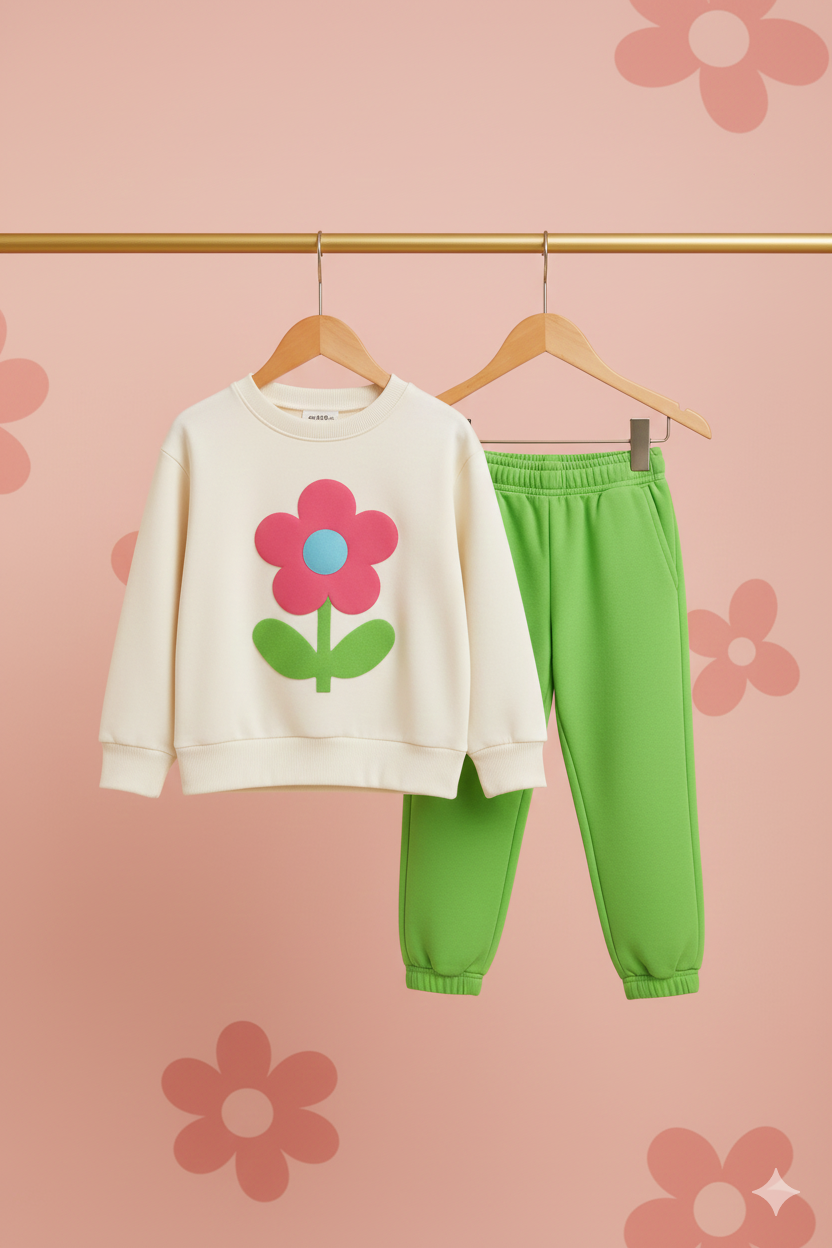 Flower Off white &Parrot Fleece Suit