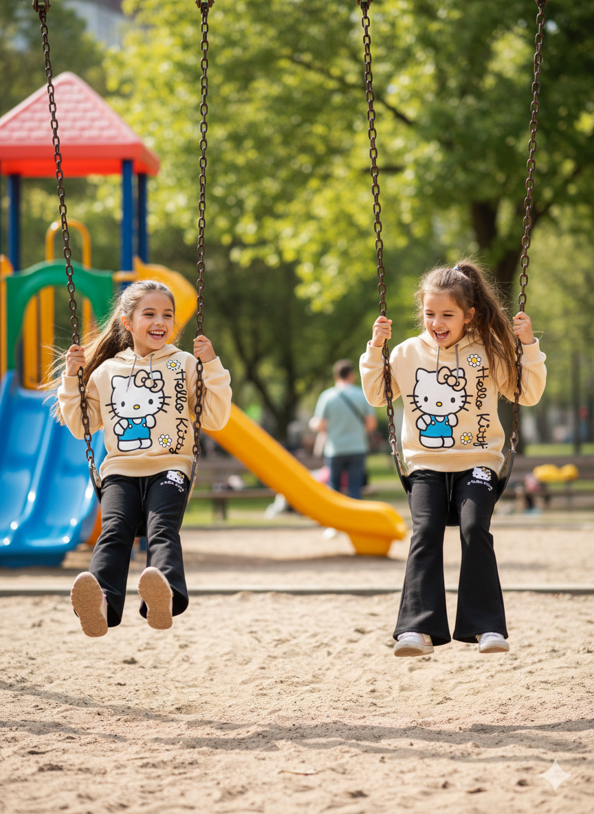 Hello Kitty  Hoodie & Flapper For Girls