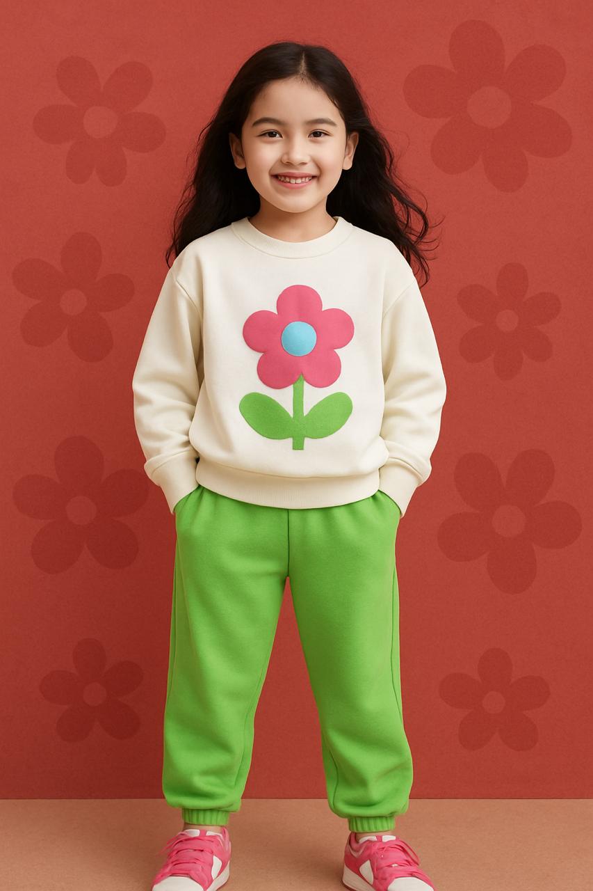 Flower Off white &Parrot Fleece Suit