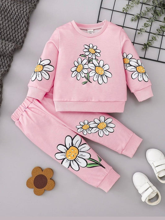 Floral Girls Track Suit Flecce